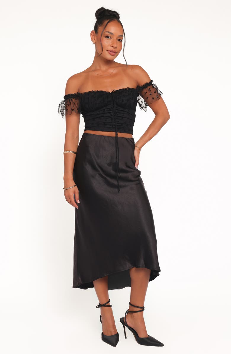 Petal & Pup Aster Off the Shoulder Mesh Crop Top, Alternate, color, Black