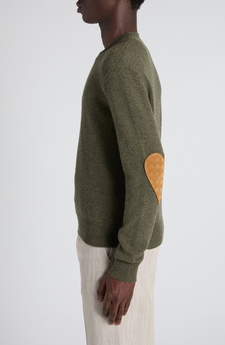 Bottega Veneta Classic Cashmere Blend Sweater with Intrecciato Suede Hearts, Alternate, color, 3749 Camo