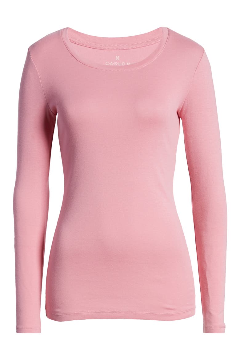 Scoop Neck Long Sleeve Cotton Knit Top, Alternate, color, PINK CASHMERE
