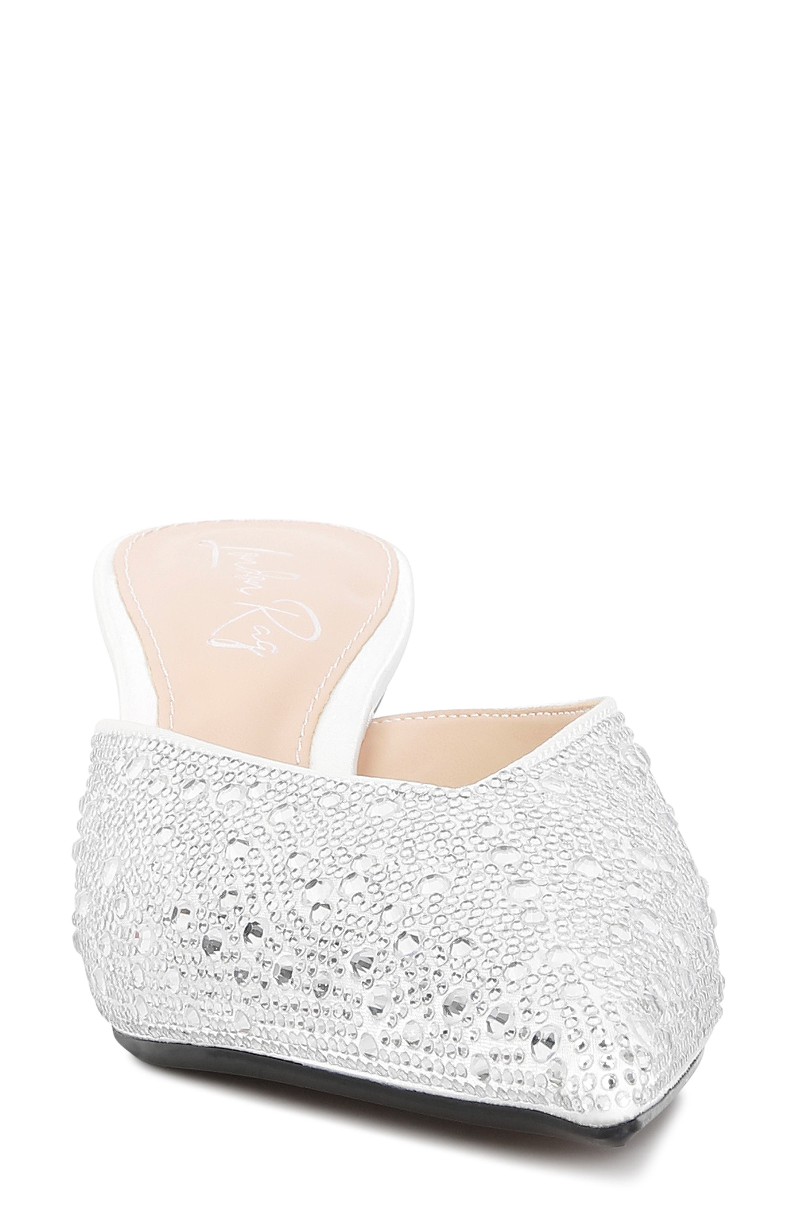 LONDON RAG Aldora Rhinestone Kitten Heel Mule, Alternate, color, White