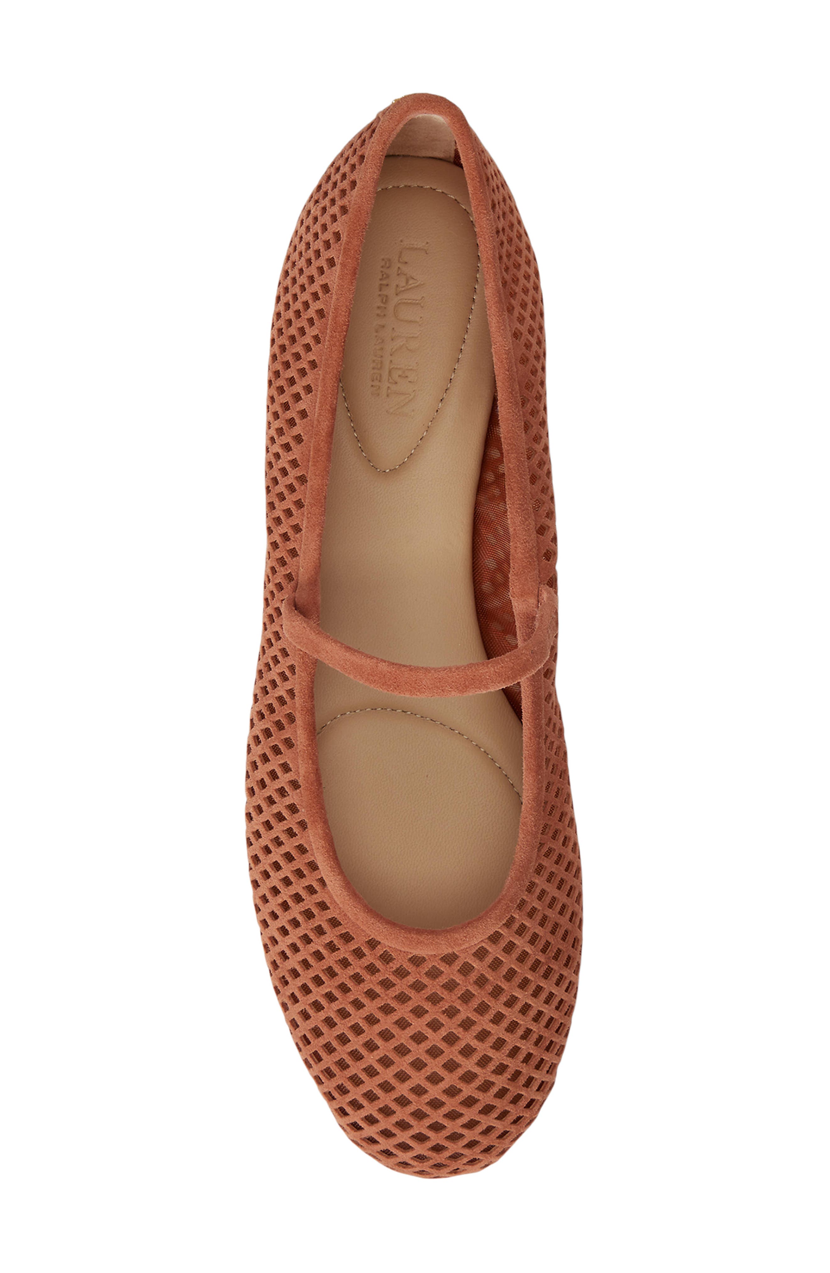 Ralph Lauren Jayna Perforated Mary Jane Flat, Alternate, color, Red Terracotta
