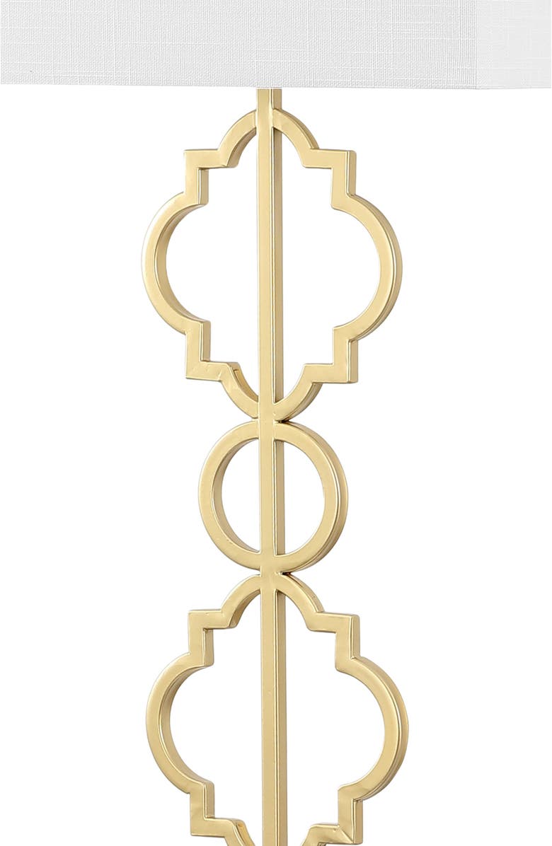 JONATHAN Y Selina 64.5" Transitional Glam Iron Ogee Trellis LED Floor Lamp, Gold Painting, Alternate, color, Gold Painting