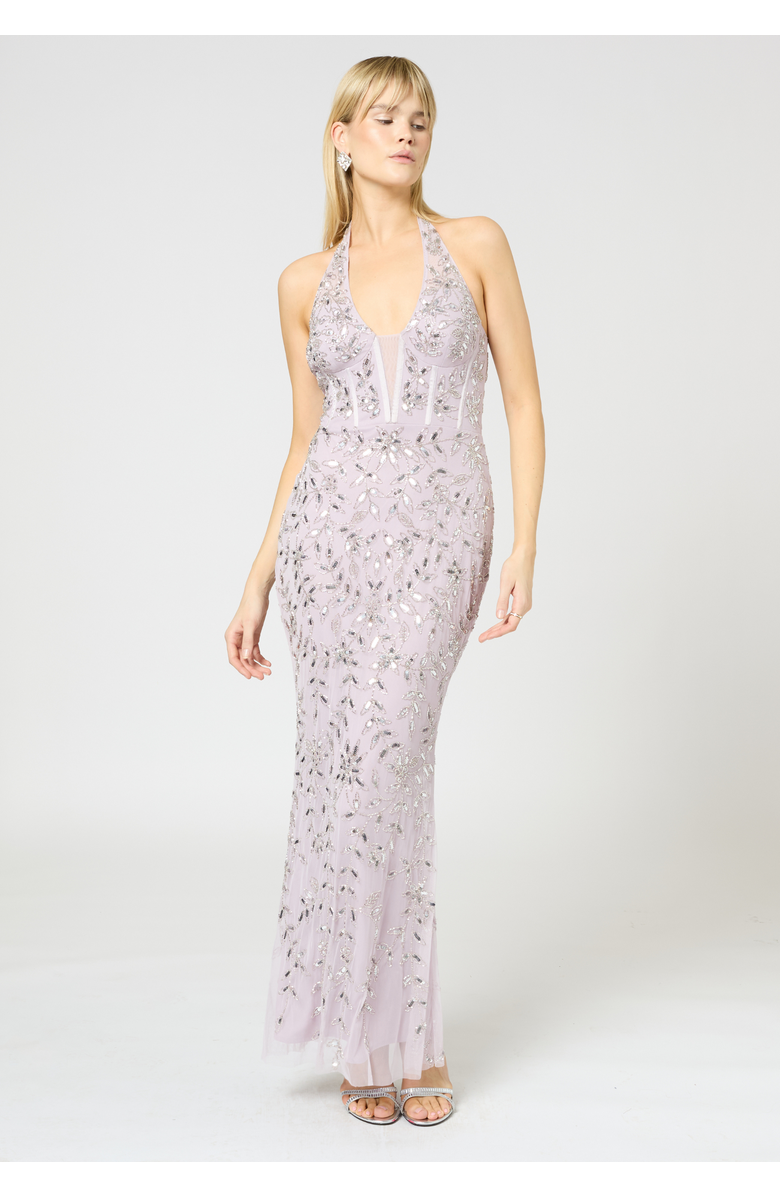 BEAUUT Embellished Sequin Beaded Occasional Maxi Dress, Alternate, color, Lilac
