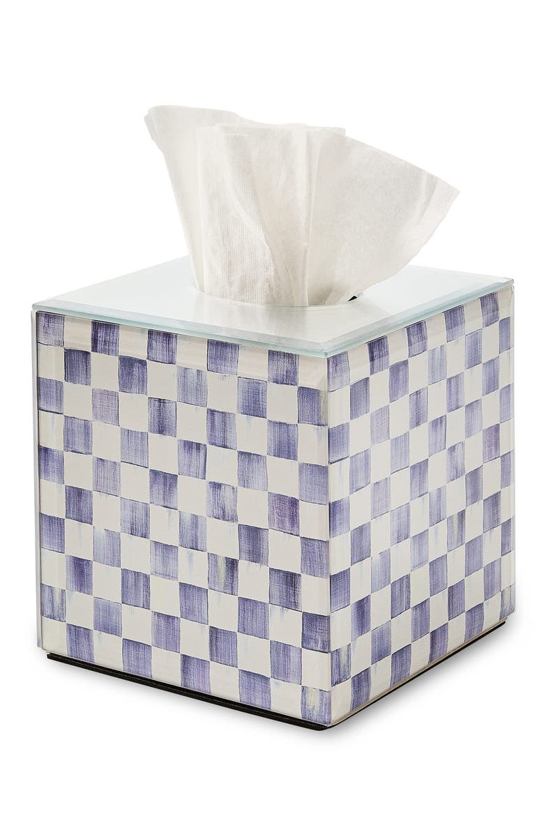 Violet Check Boutique Tissue Box Cover, Alternate, color, VIOLET