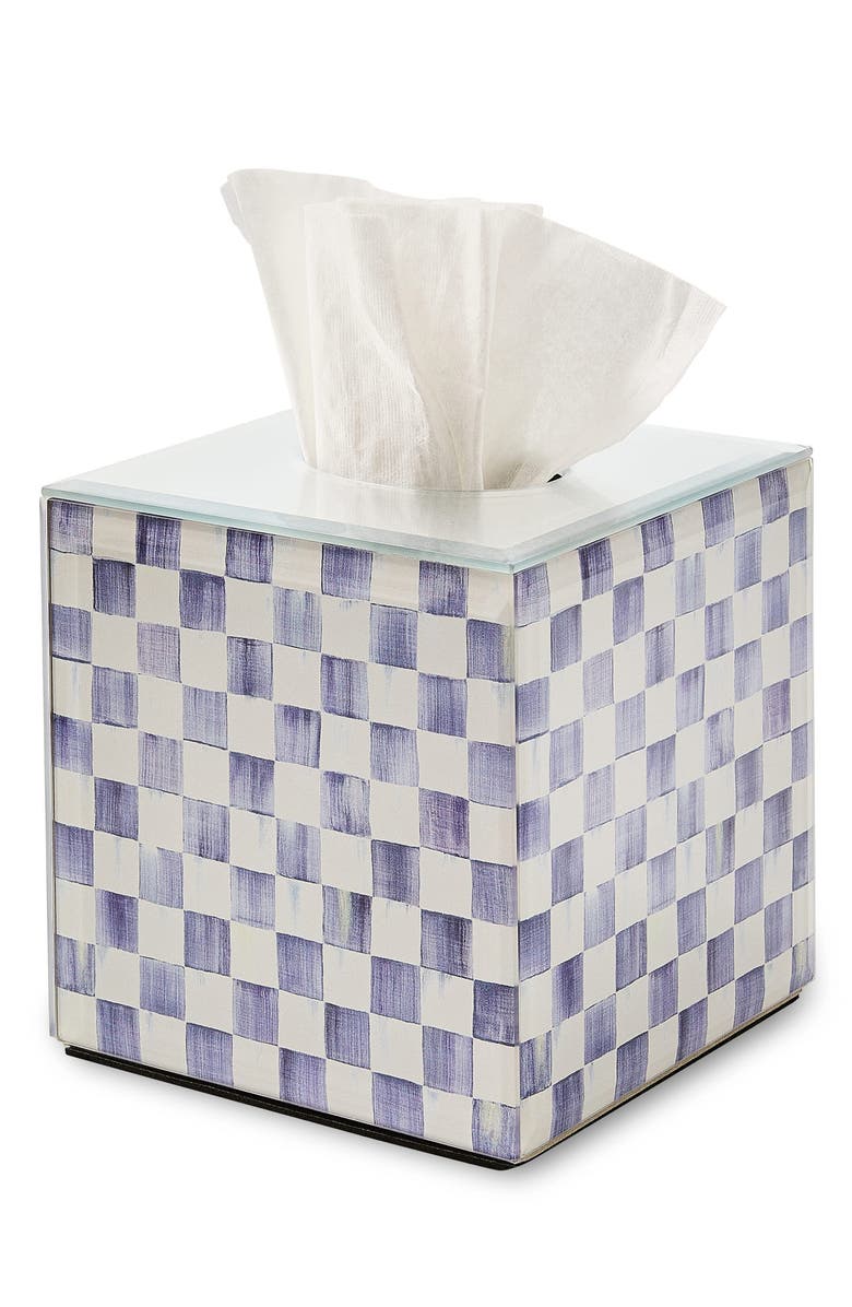 MACKENZIE CHILDS Violet Check Boutique Tissue Box Cover, Alternate, color, Violet
