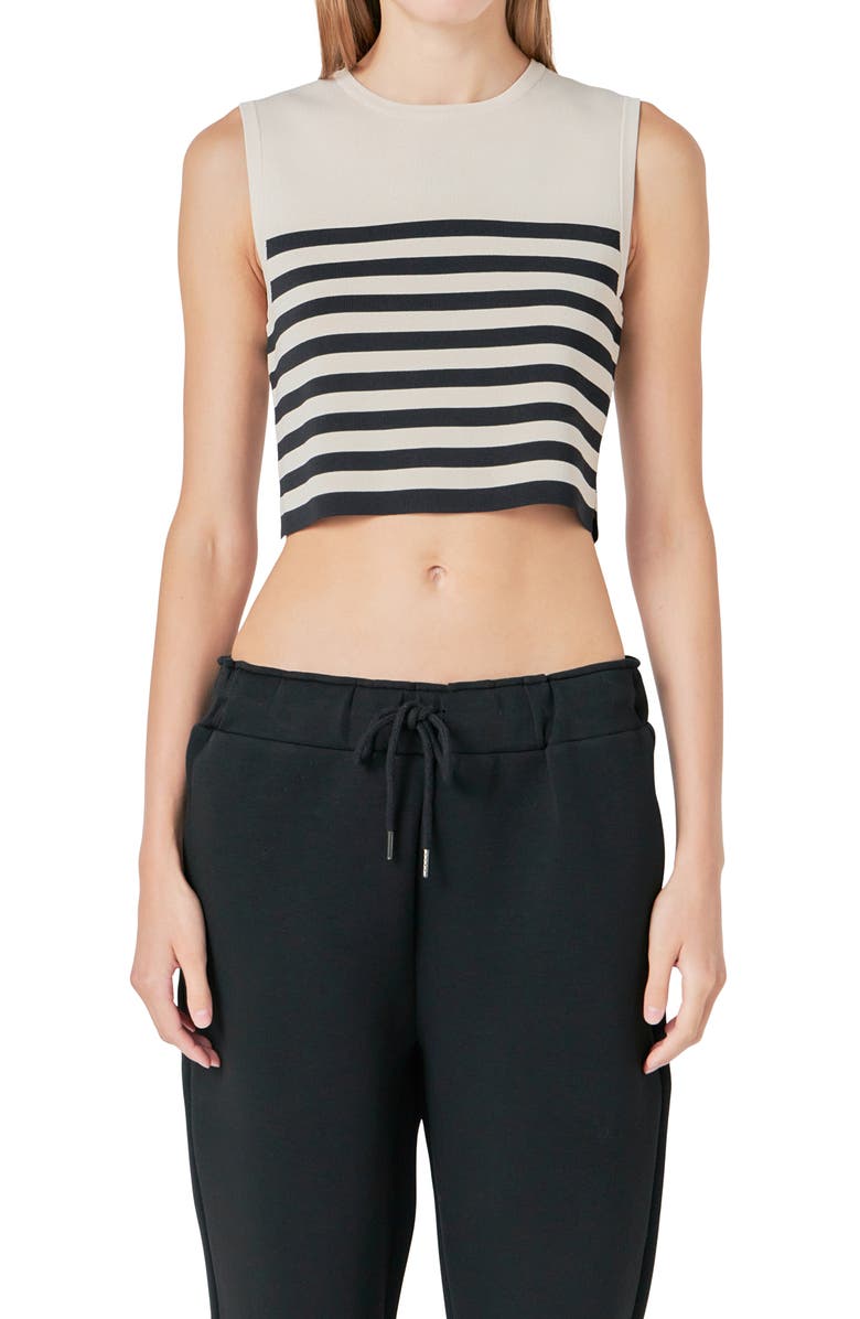 Grey Lab Stripe Crop Tank, Alternate, color, Beige/ Black