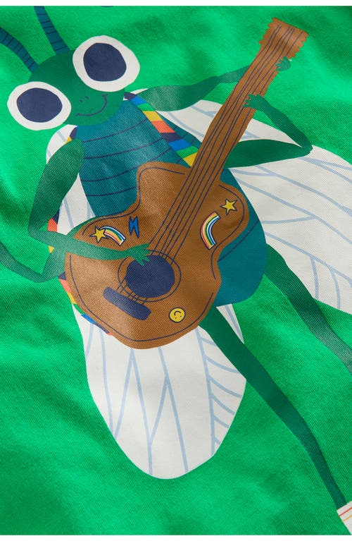 Mini Boden Kids' Music Bug Long Sleeve Cotton Graphic T-shirt In Green