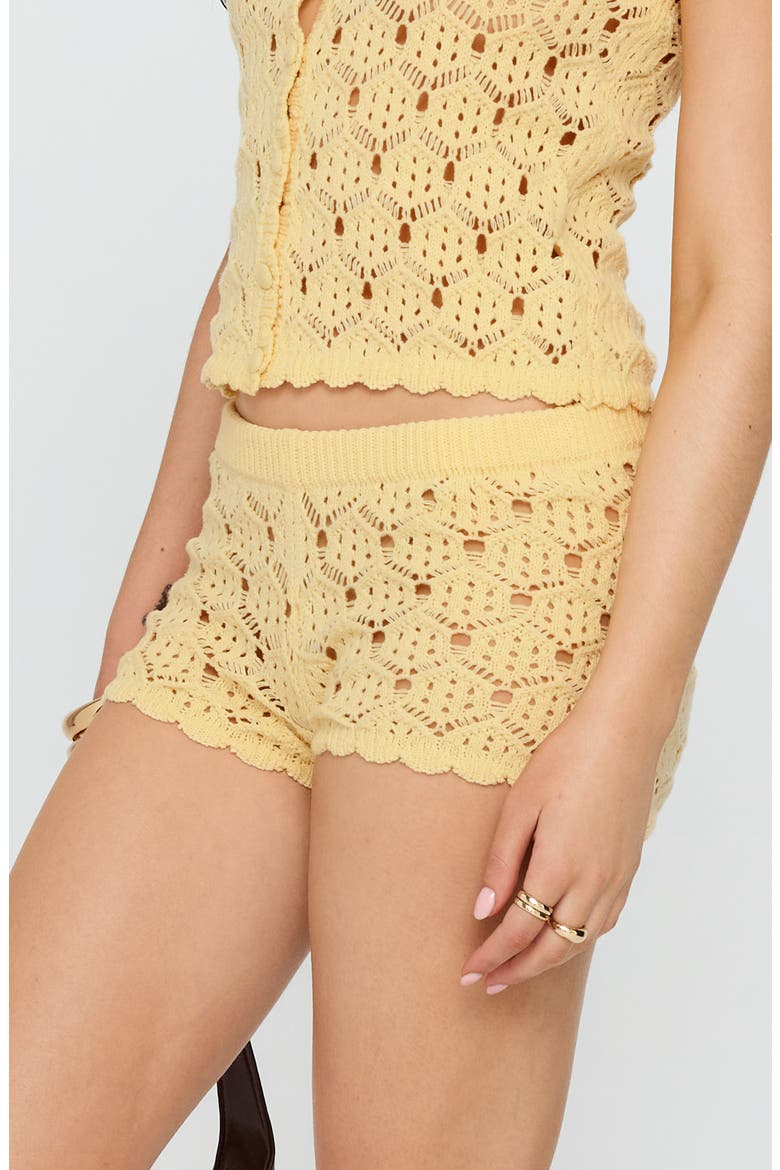 Sun Still Shines Pointelle Stitch Button-Up Top & Shorts Set, Alternate, color, YELLOW