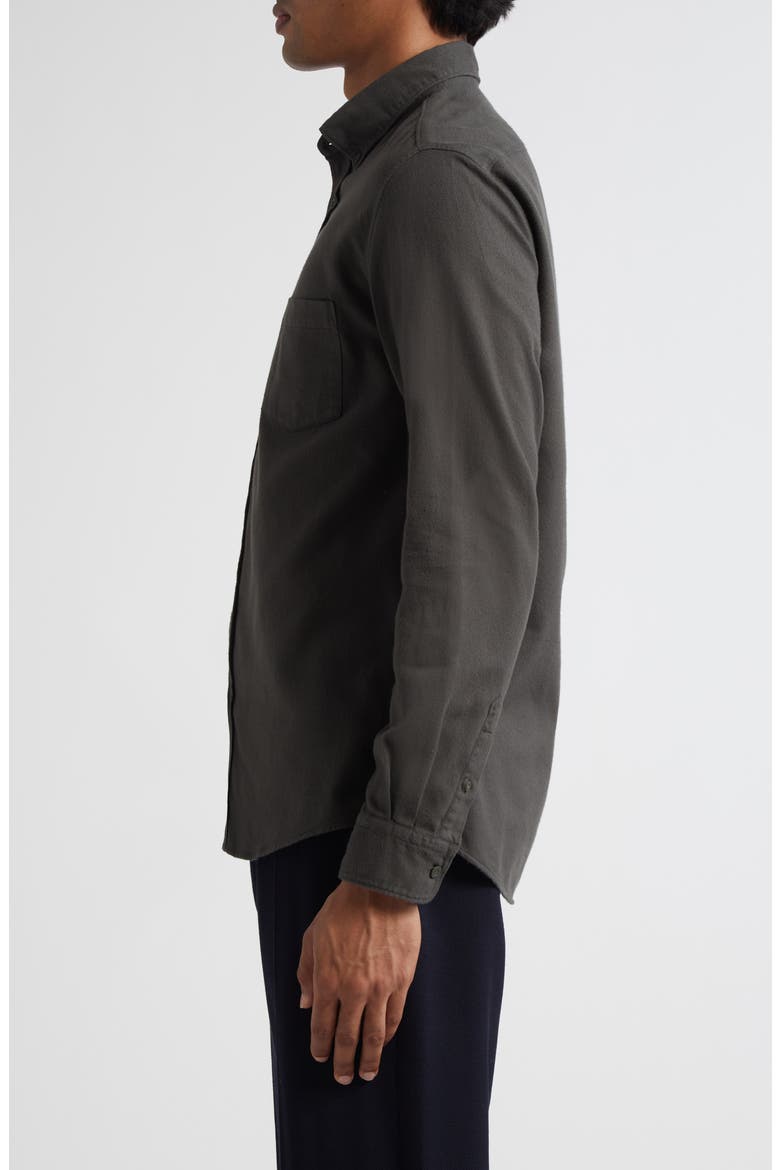 Brushed Cotton Flannel Button-Down Shirt, Alternate, color, DARK GREEN