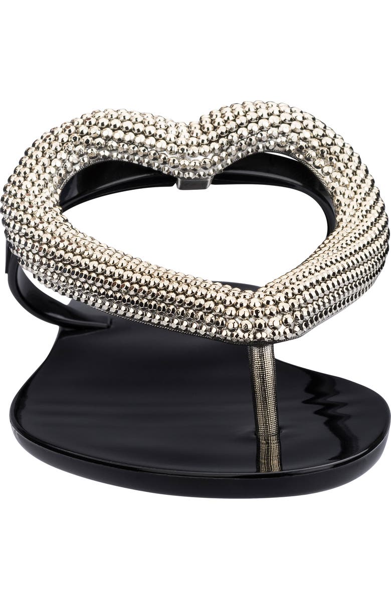 Melissa Big Heart Chrome Jelly Flip Flop, Alternate, color,