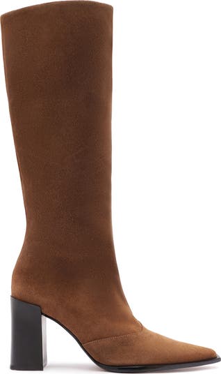 Raffaela Up Block Pointed Toe Knee High Boot