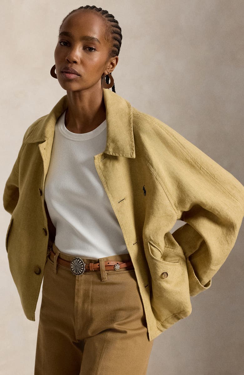 Polo Ralph Lauren Boxy Linen Jacket, Alternate, color, Classic Camel