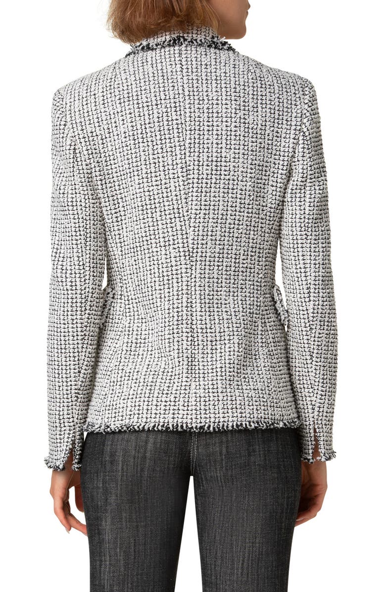 Akris punto Fringe Tweed Blazer, Alternate, color, Cream-Black