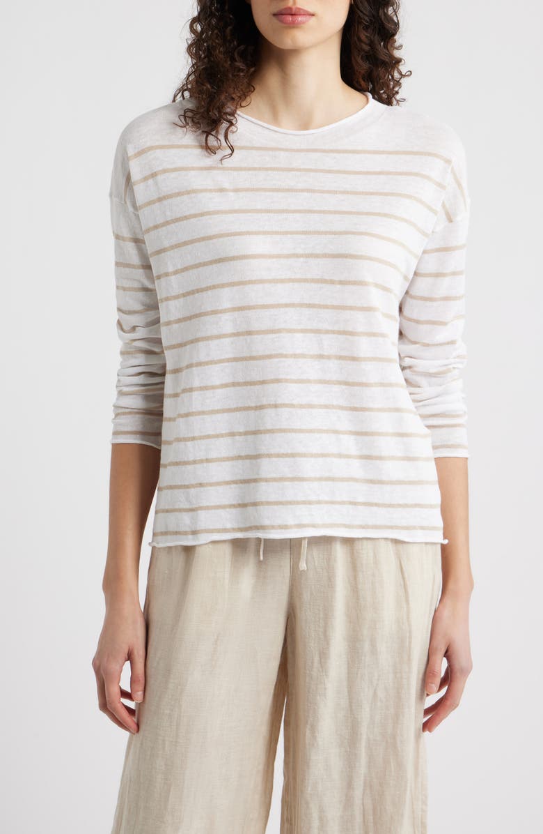 Eileen Fisher Organic Linen & Organic Cotton Crewneck Sweater, Main, color, Undyed Natural