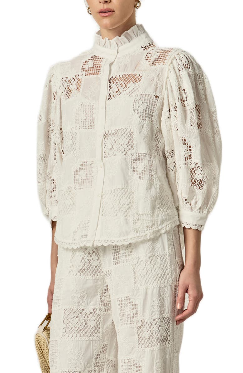 English Factory Embroidered Cotton Shirt, Alternate, color, White