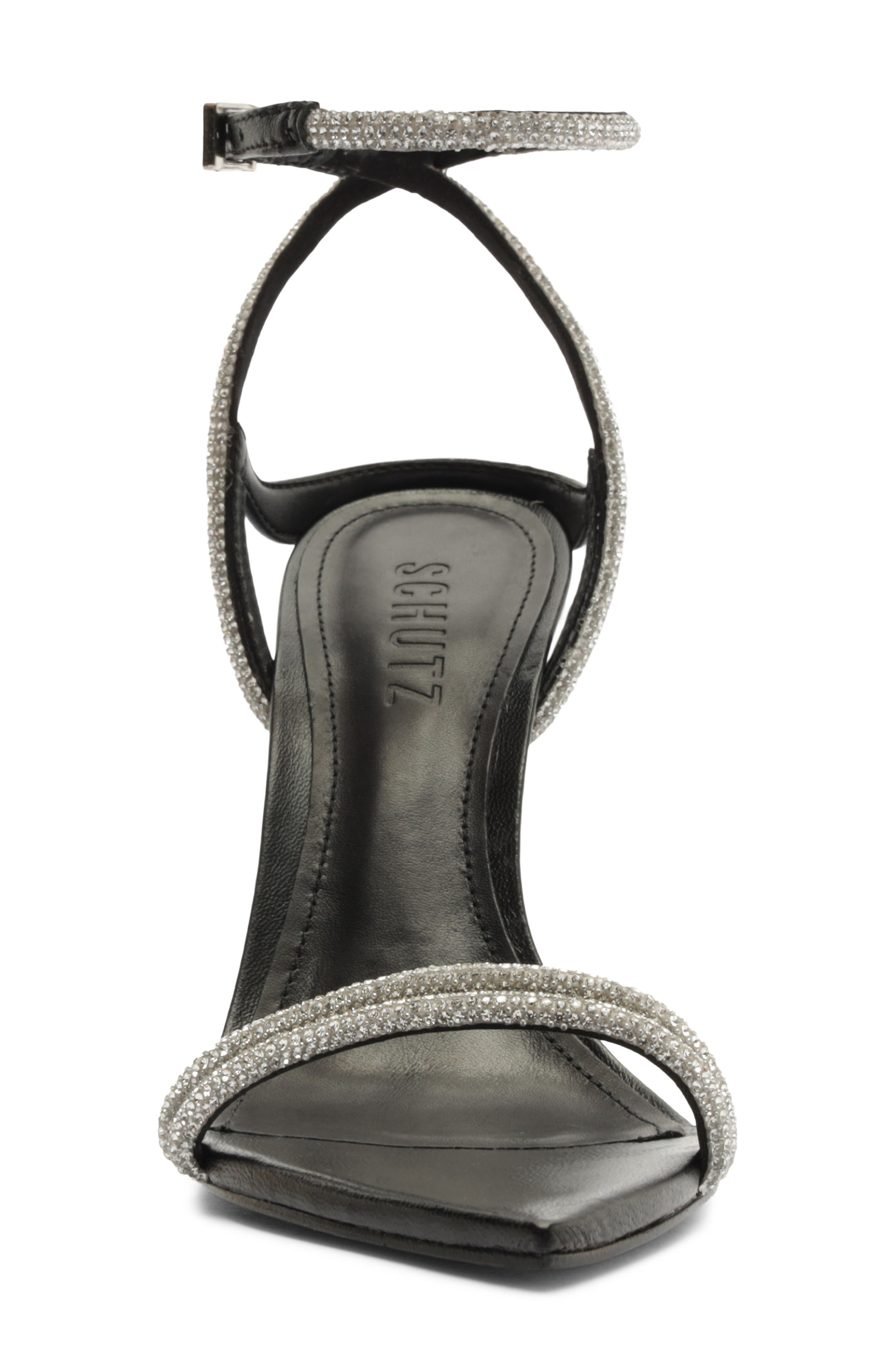 Schutz Skye Shine Ankle Strap Sandal, Alternate, color, Black
