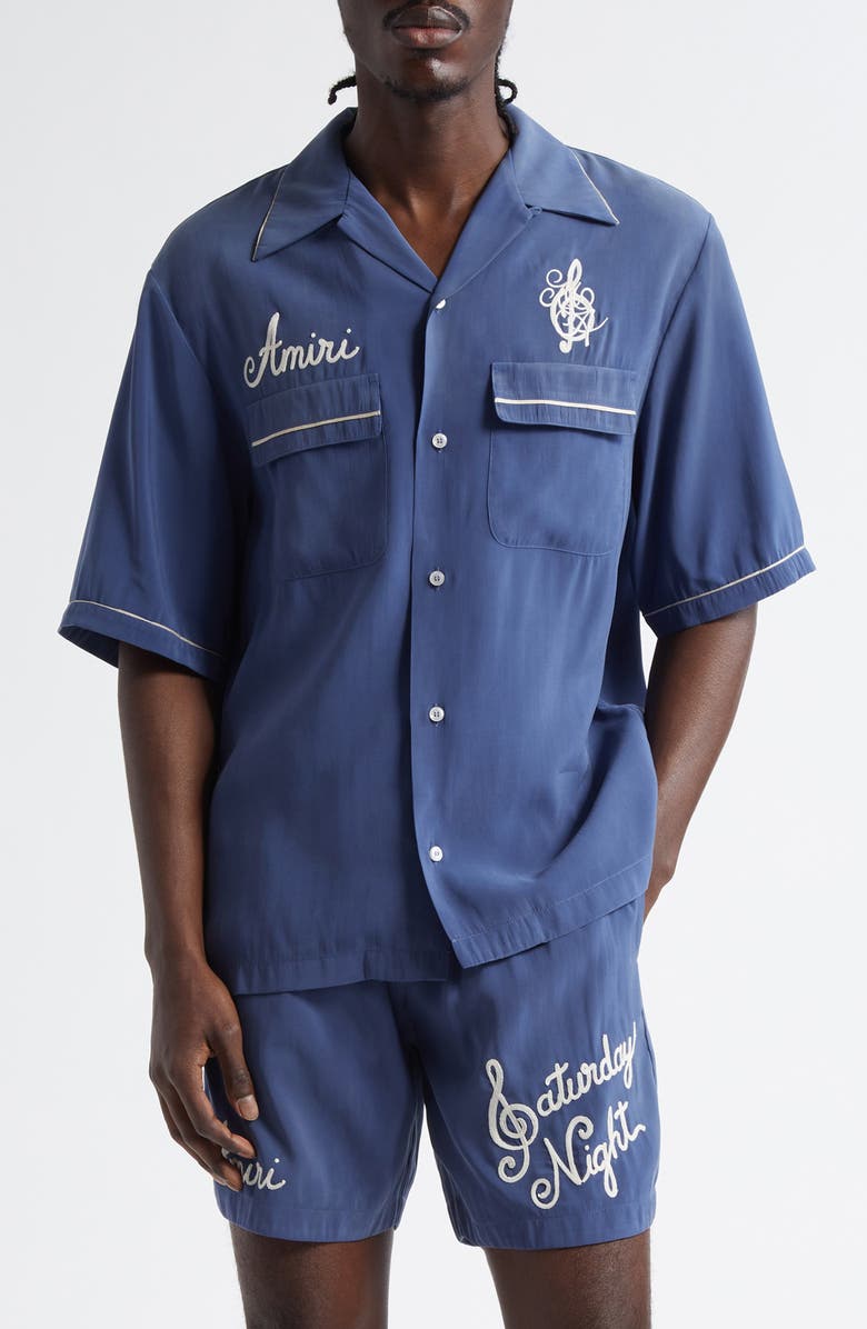 AMIRI Saturday Night Camp Shirt, Main, color, 