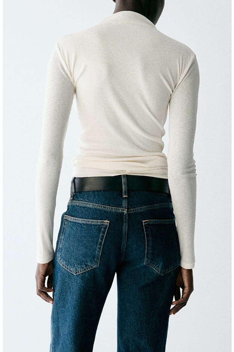 Fitted Turtleneck T-Shirt, Alternate, color, ECRU