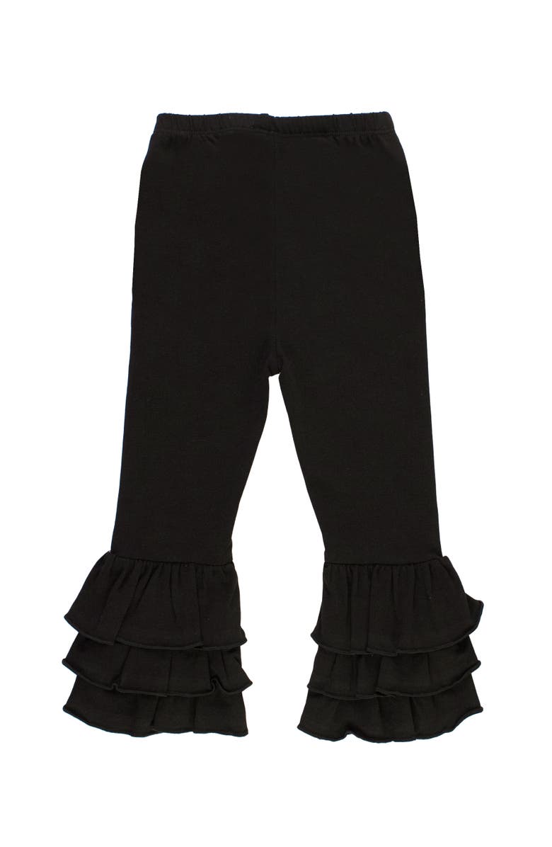 RuffleButts Ruffle Flare Pants, Alternate, color, Black