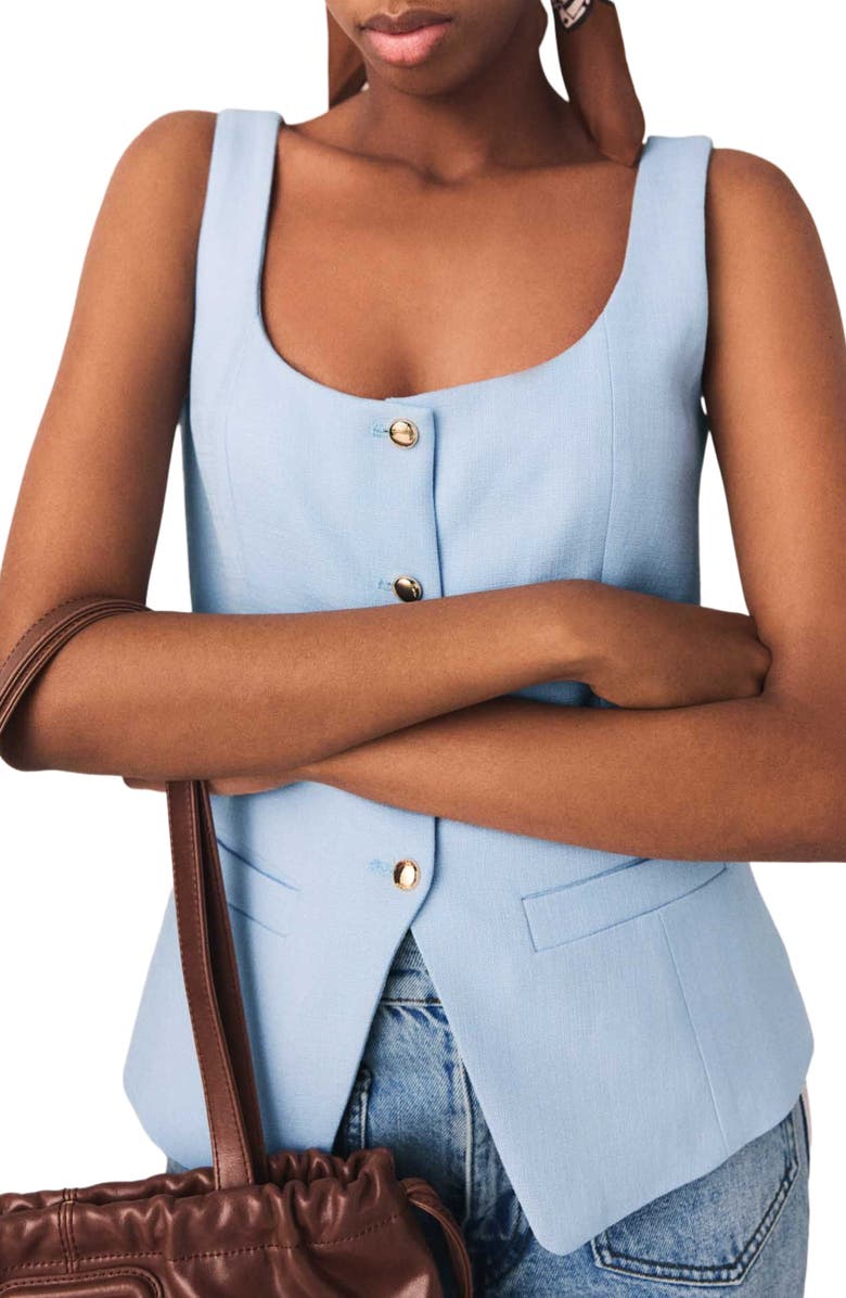 maje Long tailored jacket, Alternate, color, Blue Sky