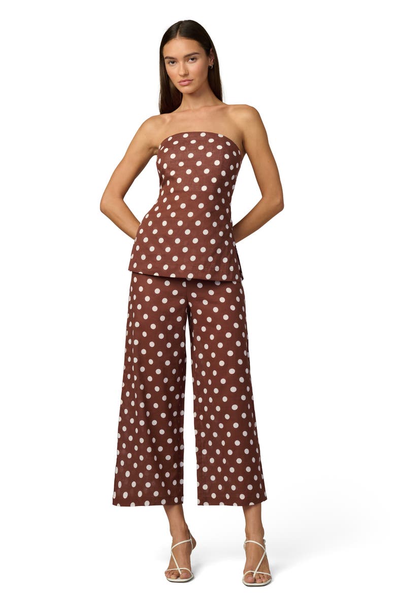 Joe's The Mariel Dot Strapless Linen & Cotton Top, Alternate, color, Chocolate/ Ecru Dot
