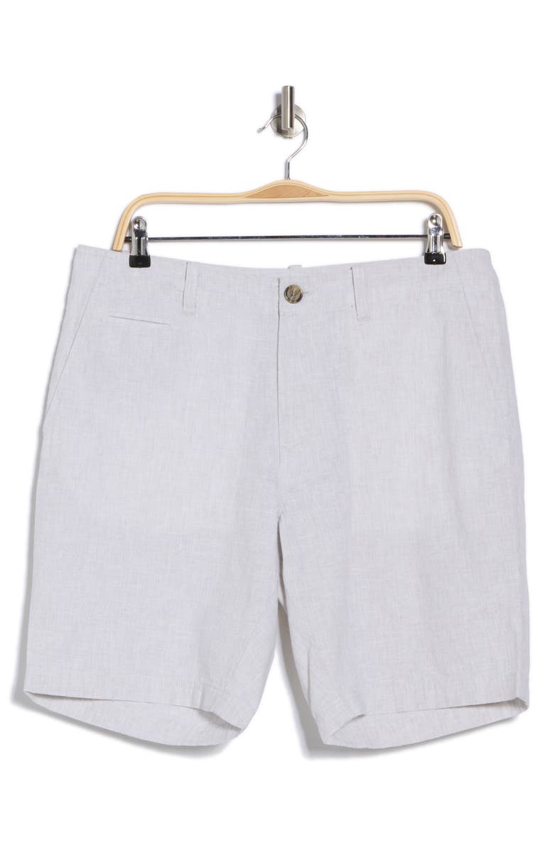 14th & Union Linen Blend Trim Fit Shorts, Alternate, color, Grey- White Eoe