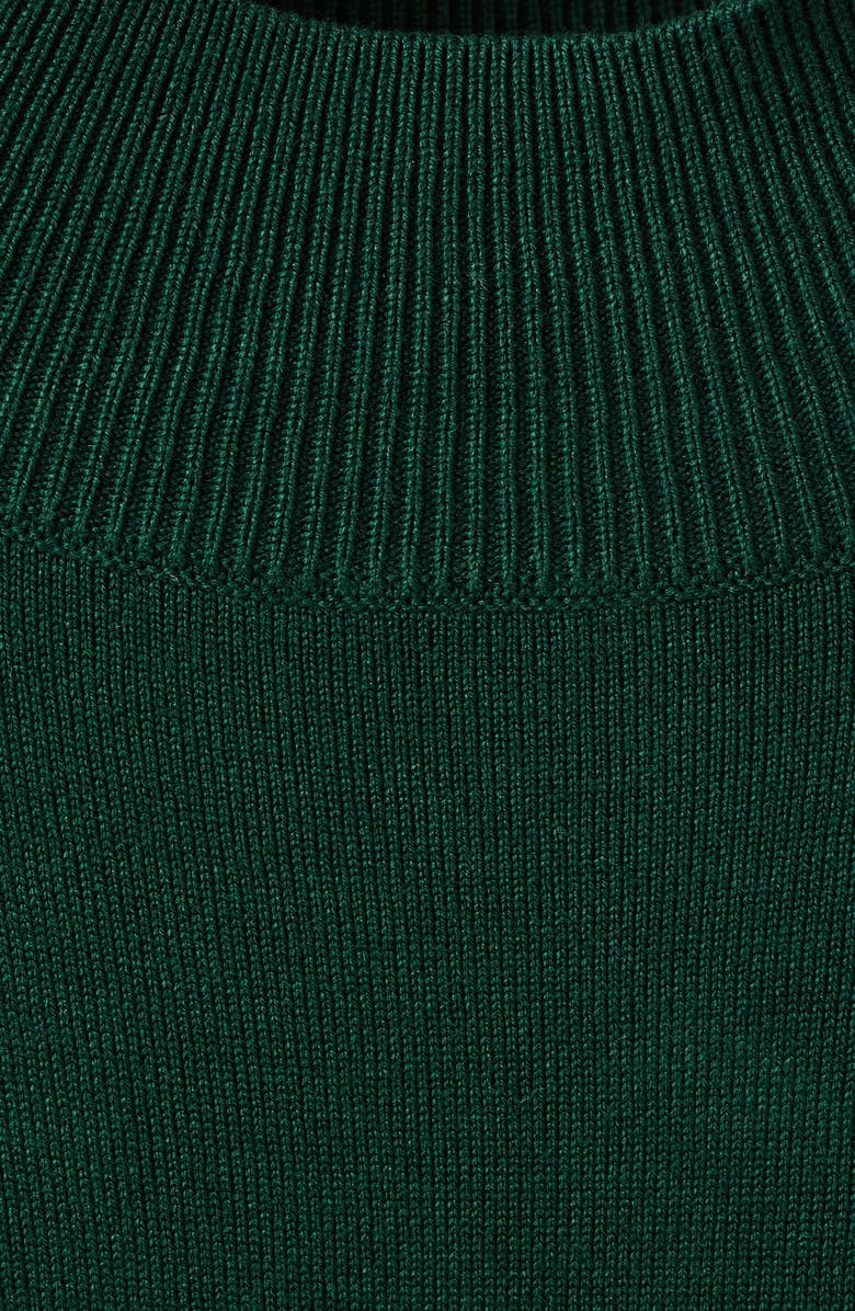 MANGO Tie Waist Mock Neck Sweater, Alternate, color, Dark Green