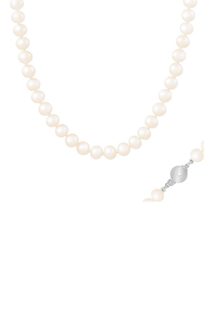 Rhodium Plated Sterling Silver 7-8mm White Freshwater Pearl Necklace, Alternate, color, WHITE