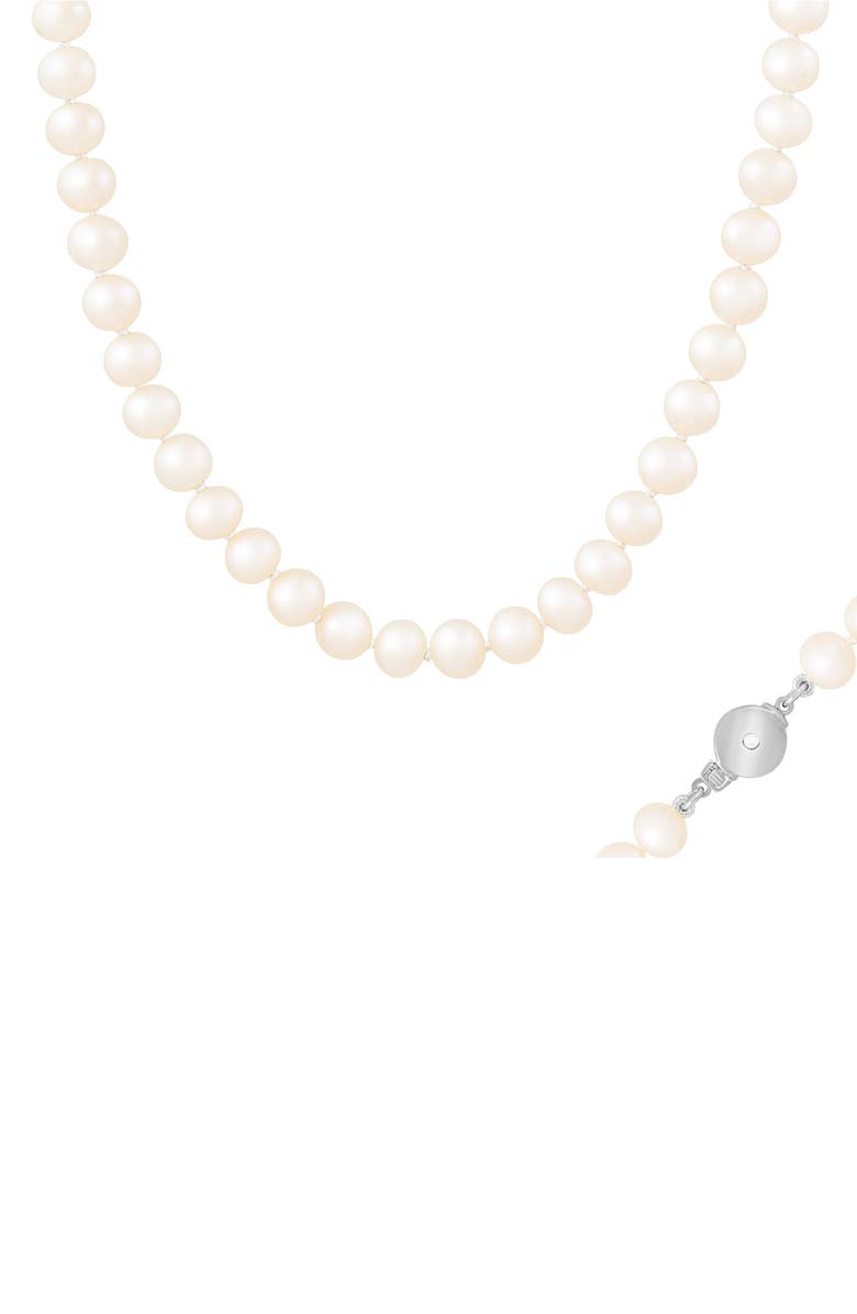 SPLENDID PEARLS Rhodium Plated Sterling Silver 7-8mm White Freshwater Pearl Necklace, Alternate, color,