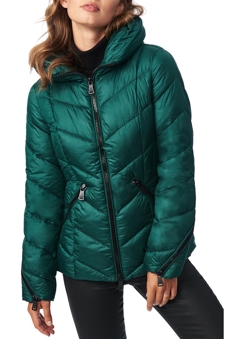 Water Resistant Hooded Puffer Coat, Main, color, FOREST GREEN