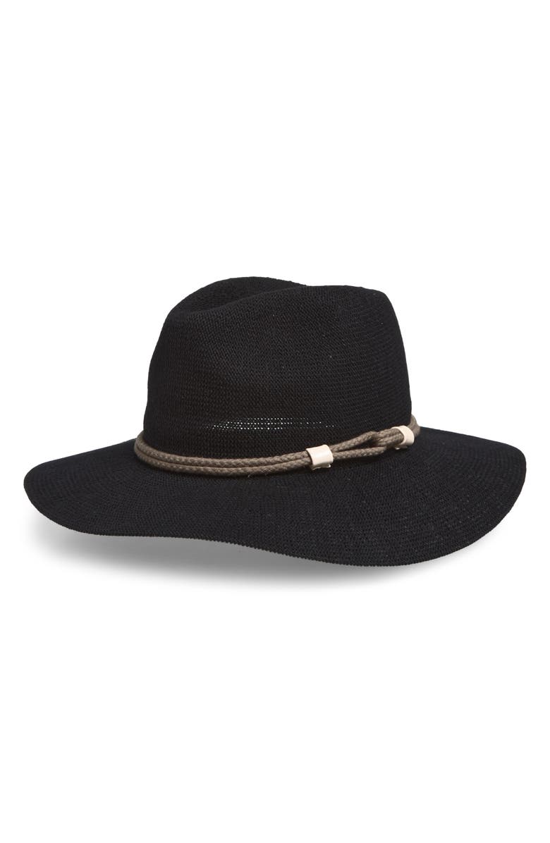 NORDSTROM RACK Cotton Knit Panama Hat, Main, color, Black