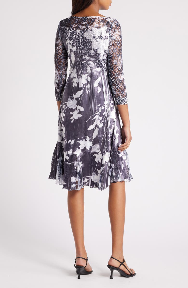 Komarov Floral Chiffon & Charmeuse Cocktail Dress, Alternate, color,