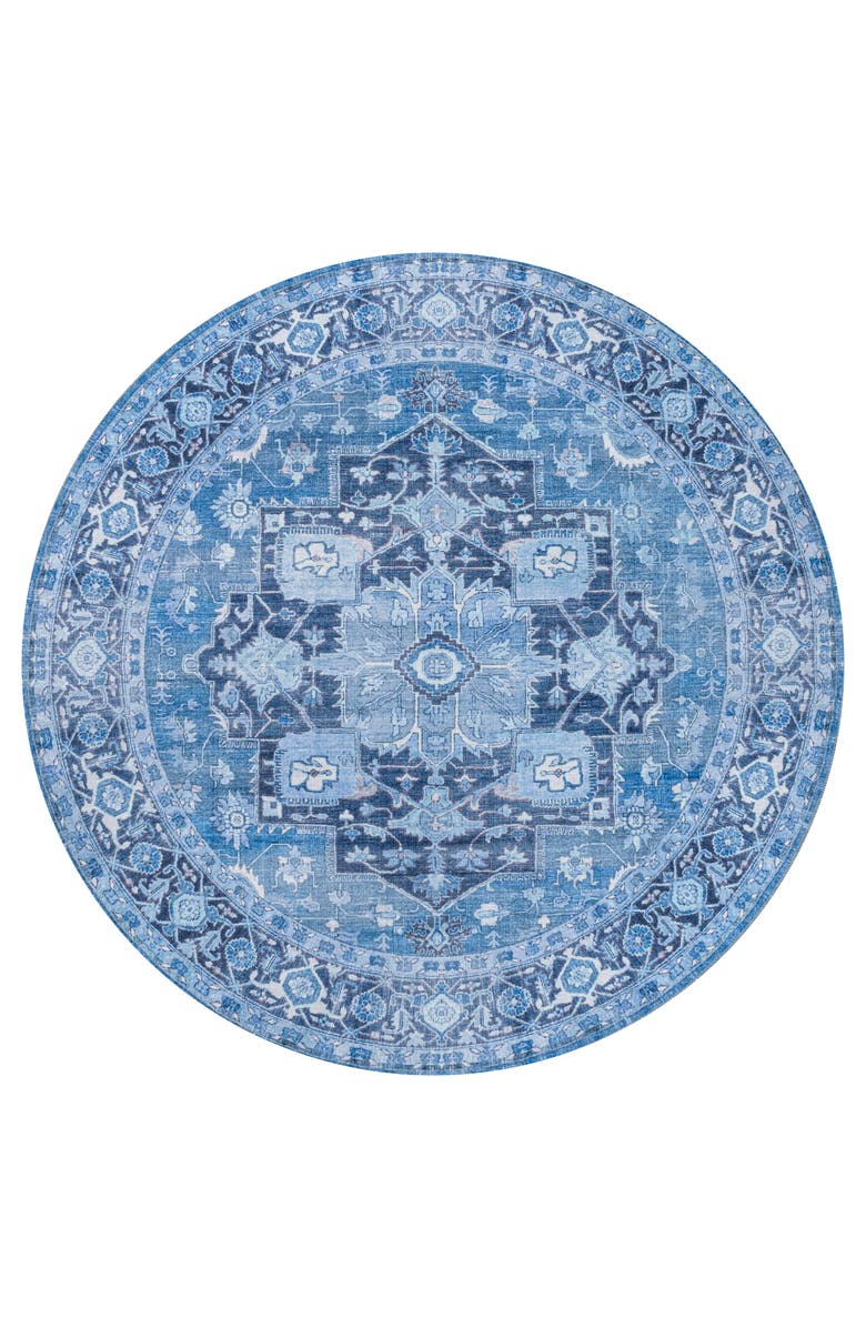 JONATHAN Y Maris Ornate Medallion Machine-Washable Round Area Rug, Alternate, color, Blue/Navy
