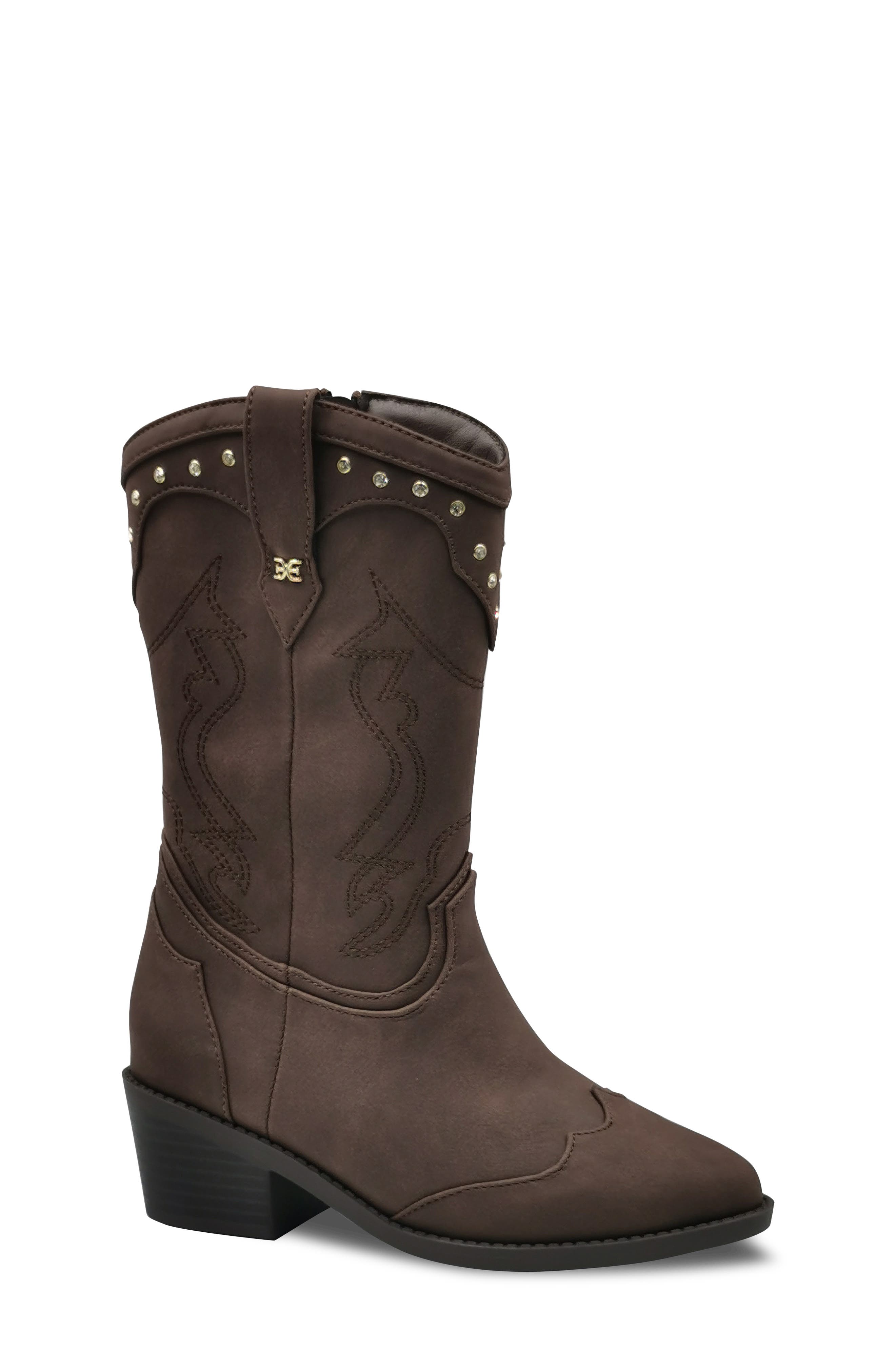 Kids' Westerly Rise Cowboy Boot, Main, color, DARK BROWN