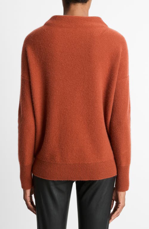 Vince Boiled Cashmere Funnel Neck Pullover In Brown