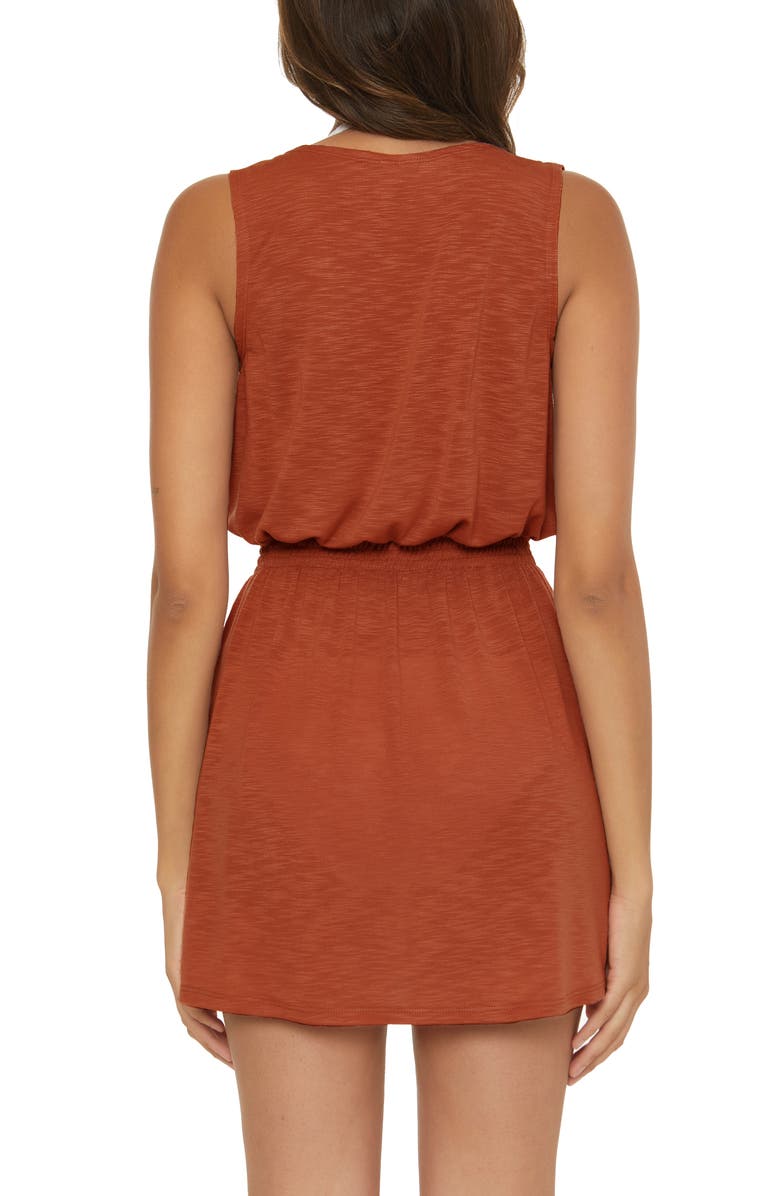 Becca Breezy Basics Ruffle Cover-Up Minidress, Alternate, color, Bronze