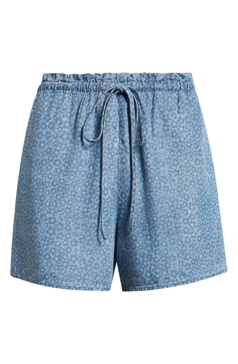 Cloth & Stone Floral Print Drawstring Denim Shorts, Alternate, color, Denim Flower
