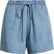 Cloth & Stone Floral Print Drawstring Denim Shorts