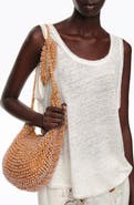 Bimba y Lola Medium Crochet Beaded Shoulder Bag