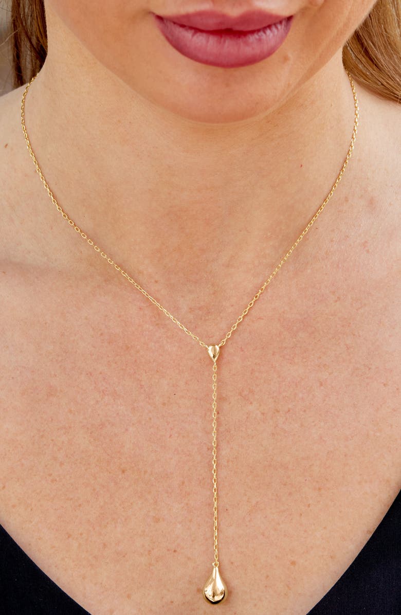 SAVVY CIE JEWELS 18K Gold Plated Teardrop Y-Necklace, Alternate, color, Yellow