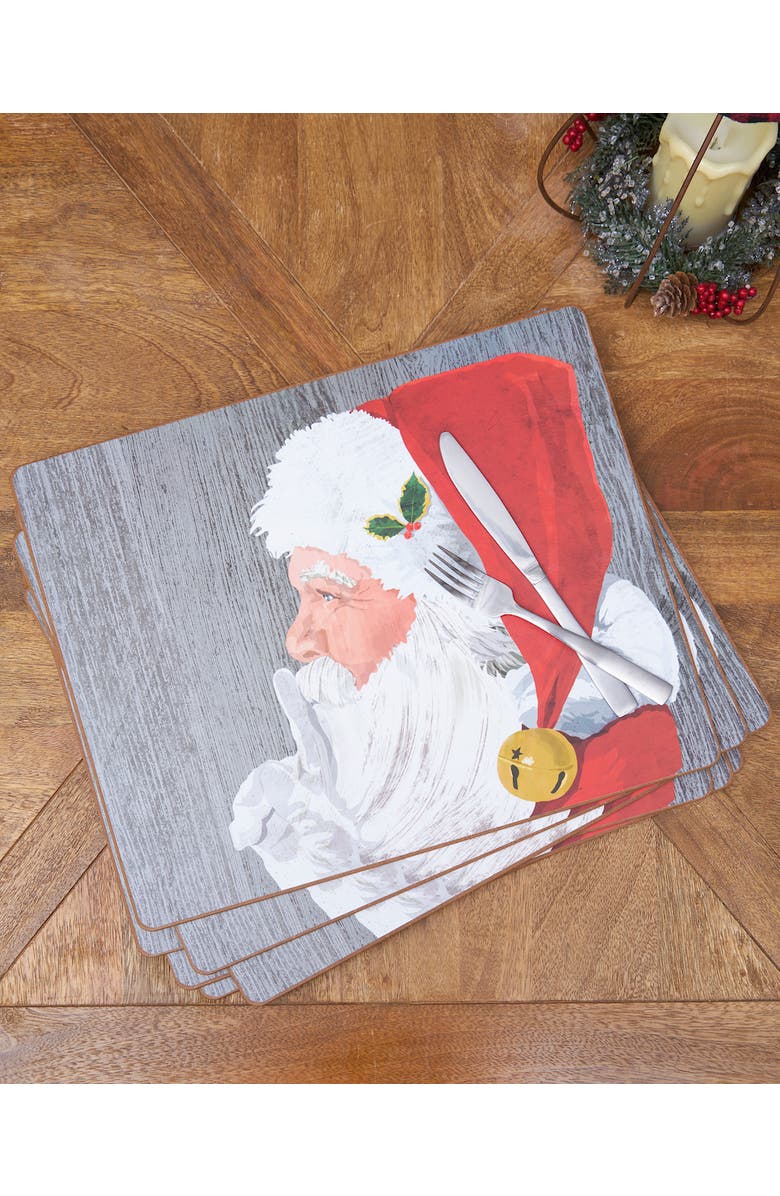 C&F Home Santa Hardboard Placemat, Set of 6, 13" x 16", Alternate, color, Red