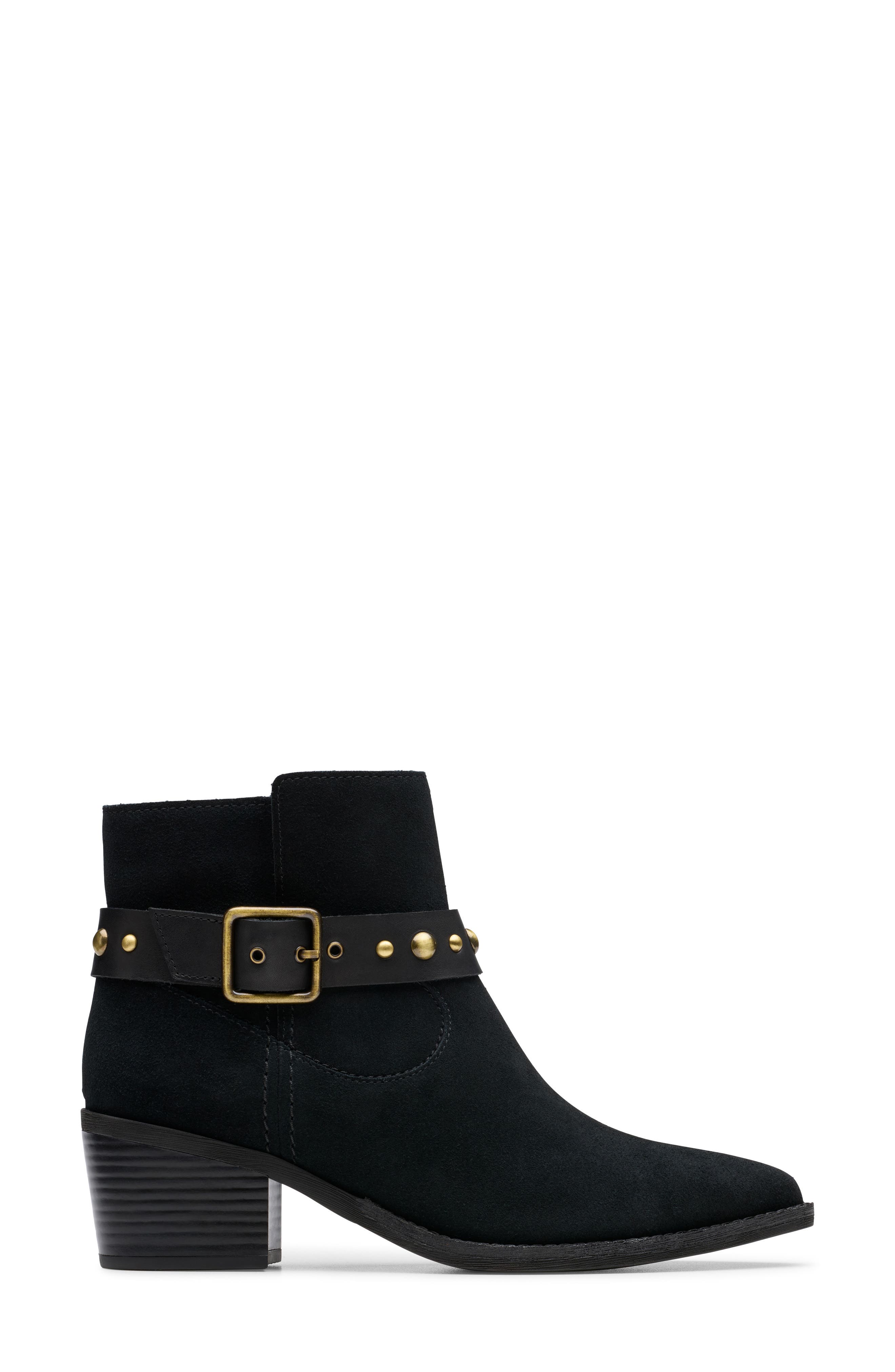 Clarks<sup>®</sup> Morzine Buckle Bootie, Alternate, color, Black Sde