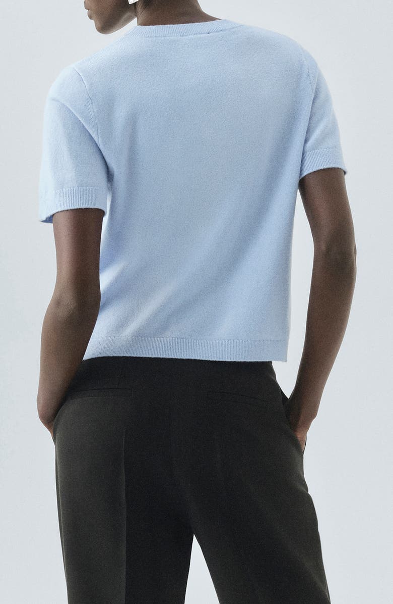 MANGO Selection Short Sleeve Wool & Cashmere Sweater, Alternate, color, Sky Blue