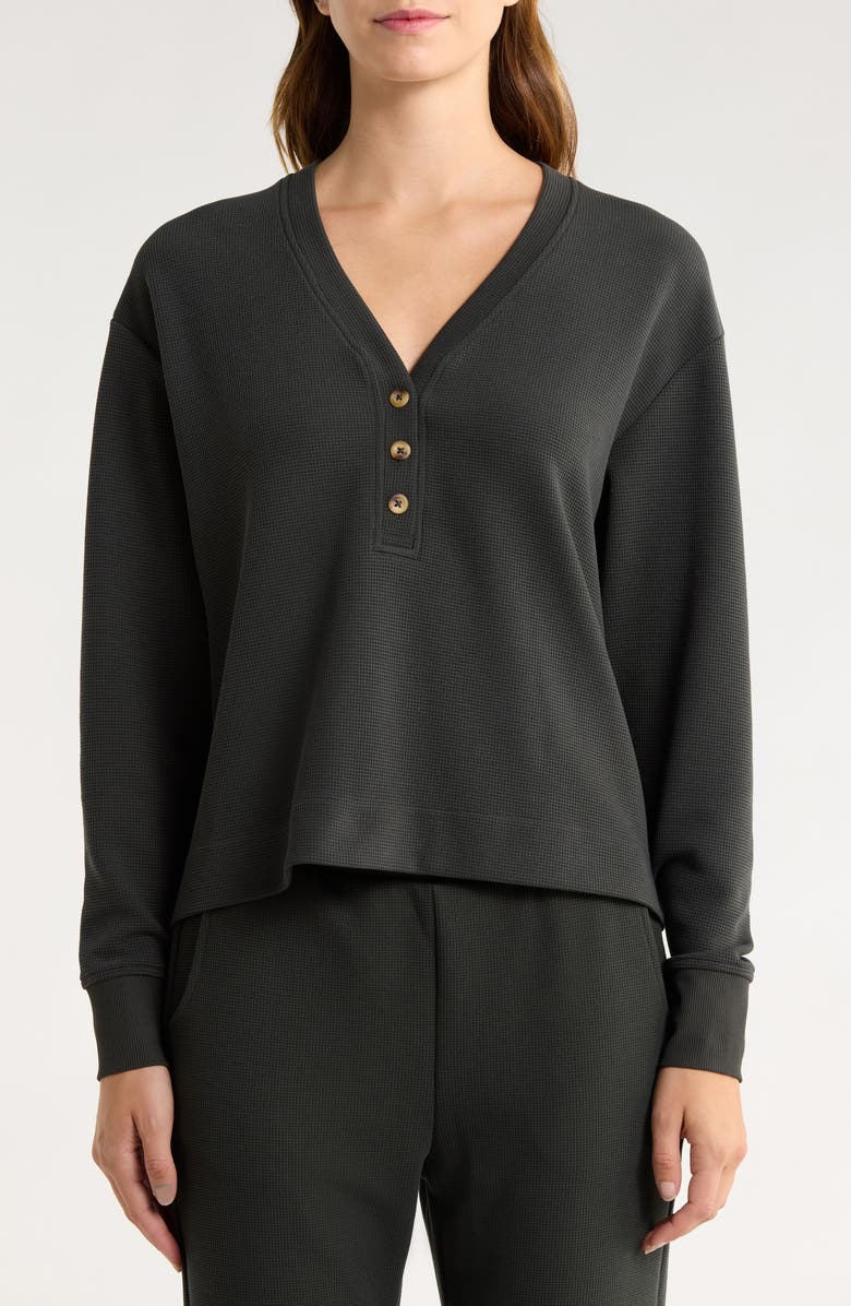 Free Fly V-Neck Waffle Henley, Alternate, color, Black Sand