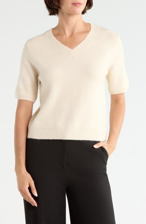 V-Neck Short Sleeve Sweater