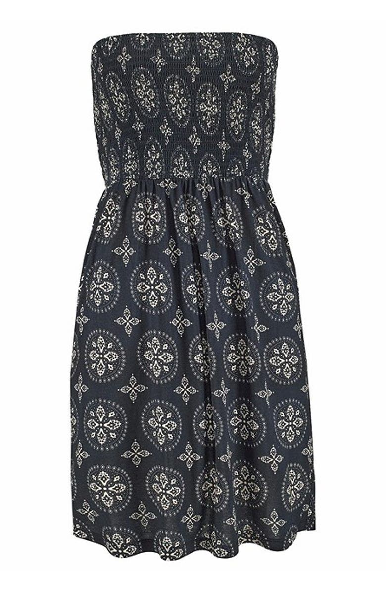 LASCANA Women's Patterned Bandeau Dress, Alternate, color, Black Printed