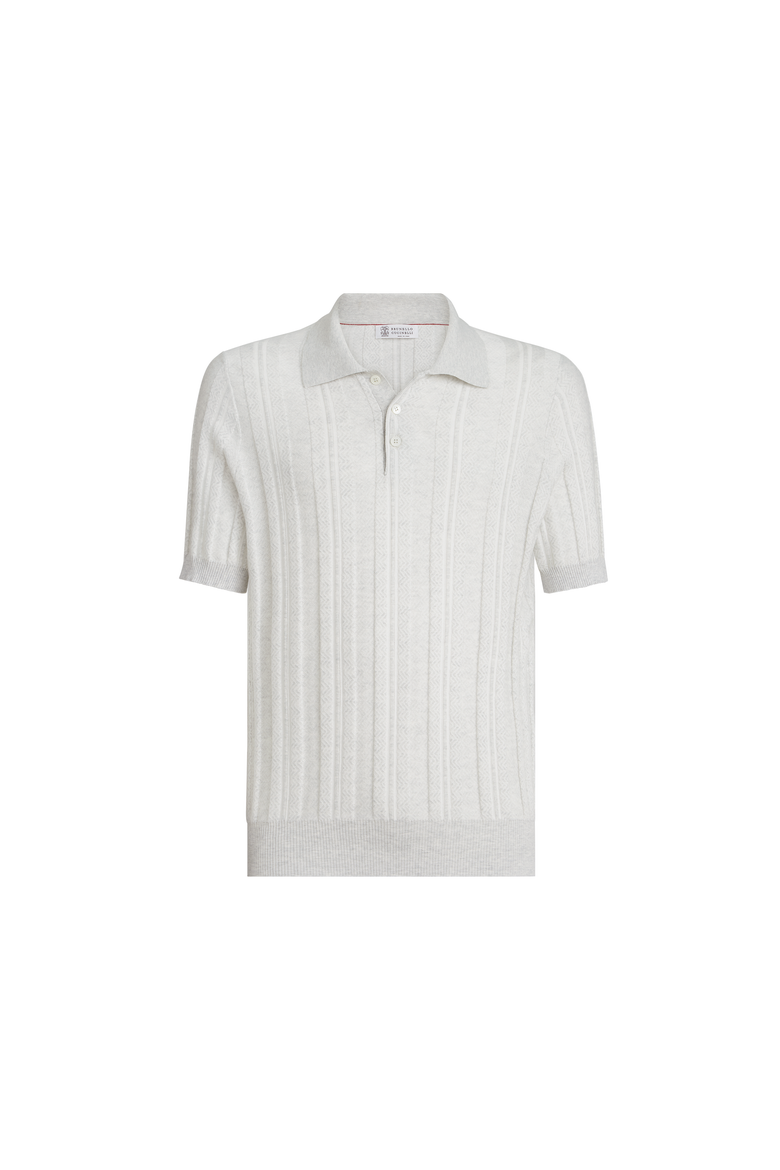 Jacquard knit polo shirt, Alternate, color, Fog