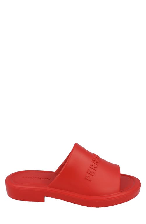 Ferragamo Giuneva Logo Embossed Slides In Red