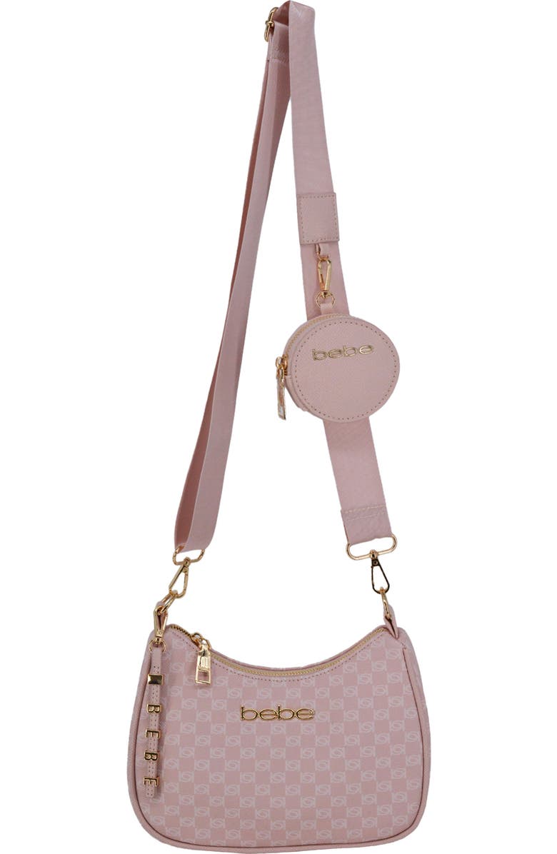bebe Adela Monogram Crossbody Bag with Zip Pouch, Main, color, Powder Pink