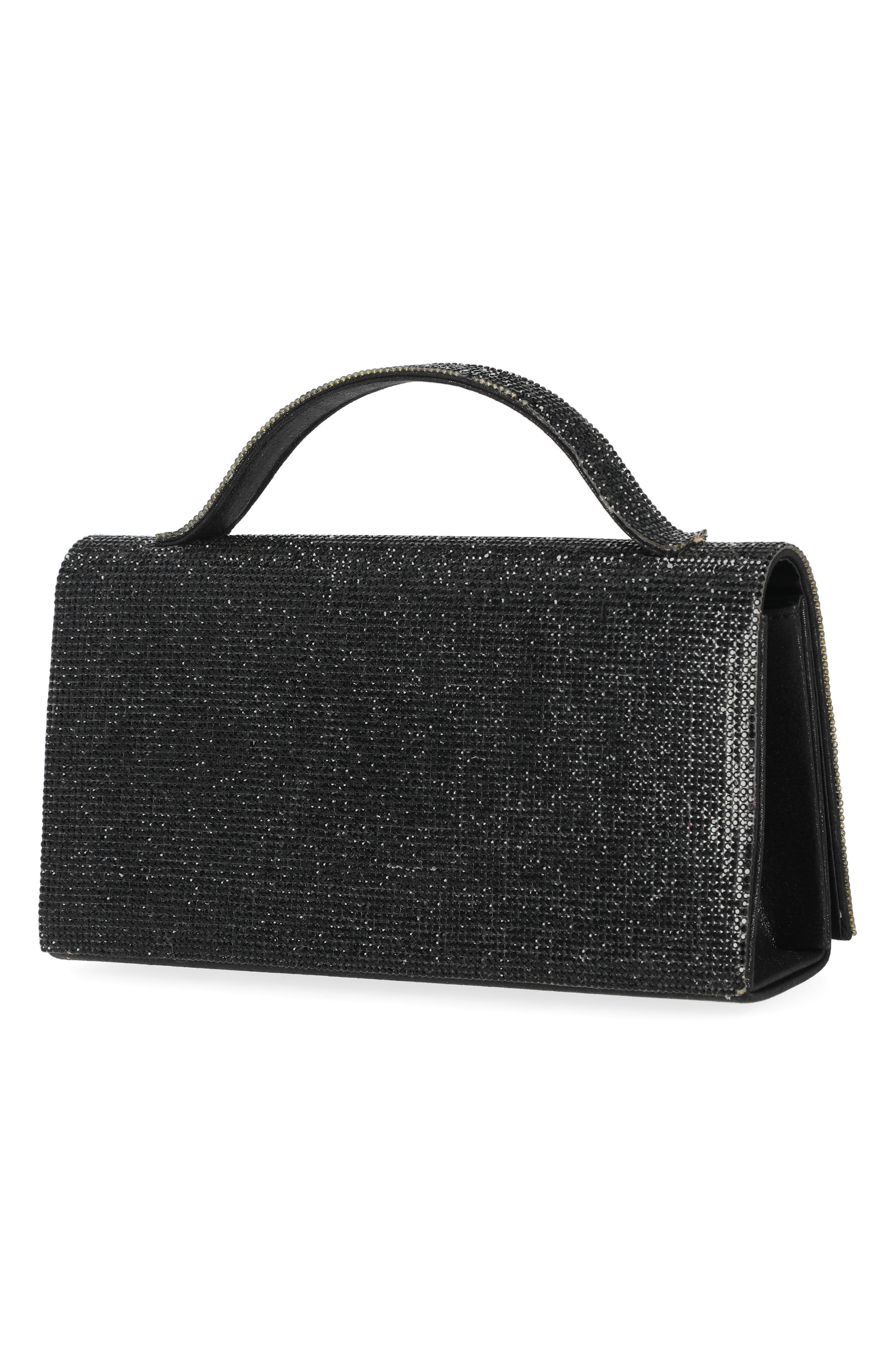 Jessica McClintock Felicia Rhinestone Embellished Top Handle Clutch, Alternate, color, 08N-Black